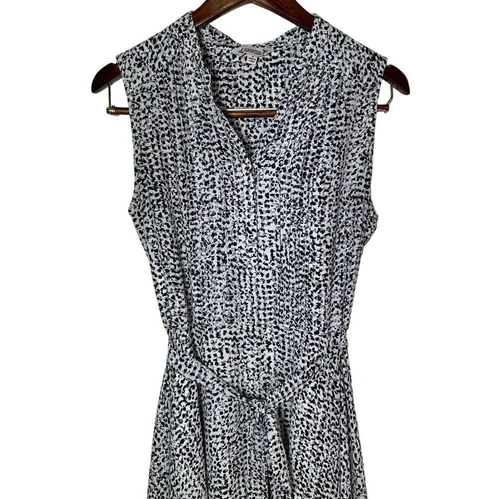Nanette Lapore Black & White‎ Animal Print Sleeveless Dress w/Tie Waist Size 6 - Picture 2 of 14